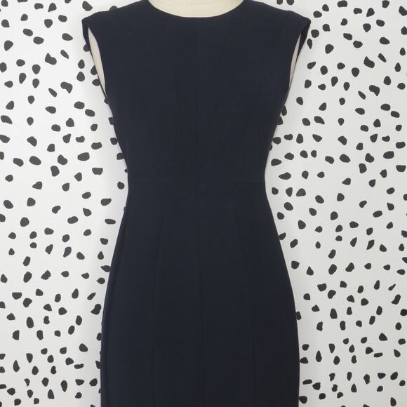 Rebecca Taylor Navy Blue Classic Sleeveless Suit Sheath Dress - Picture 5 of 11